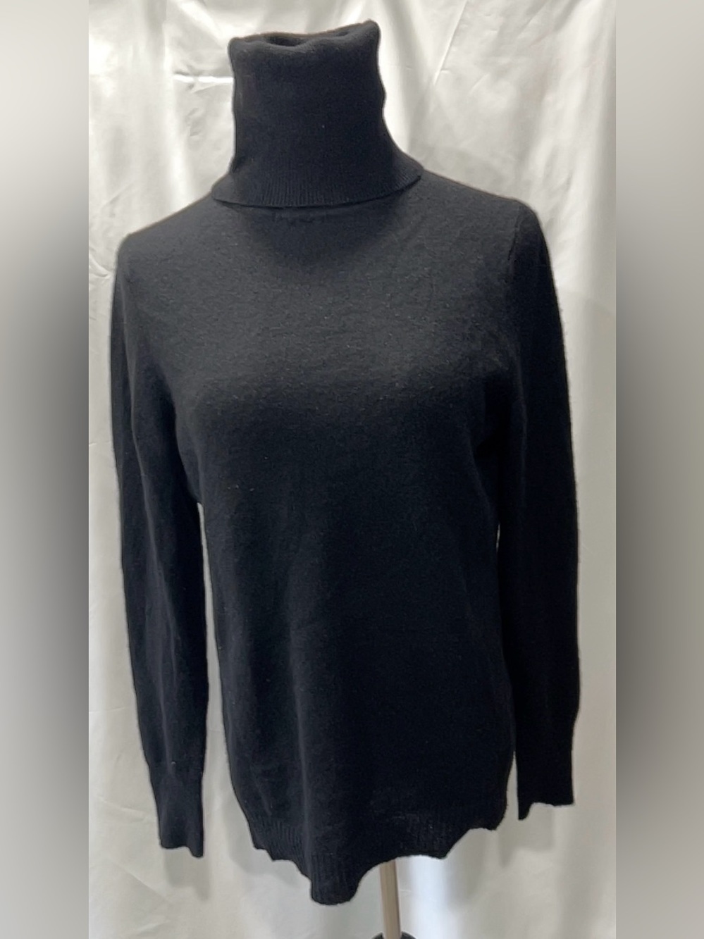 White + Warren 100% Cashmere Black Turtleneck Sweater Size Large